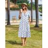 image:imageZeagoo Womens Summer Warp VNeck Casual Dresses Short Sleeve Midi Floral Dress with Pockets Tiered Flowy A Line SundressWhite Blue Floral