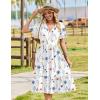 image:imageZeagoo Womens Summer Warp VNeck Casual Dresses Short Sleeve Midi Floral Dress with Pockets Tiered Flowy A Line SundressWhite Floral