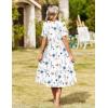image:imageZeagoo Womens Summer Warp VNeck Casual Dresses Short Sleeve Midi Floral Dress with Pockets Tiered Flowy A Line SundressWhite Floral