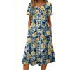 image:imageZeagoo Summer Dresses for Women 2026 Casual Short Sleeve Aline Midi Dress with Pocket Flowy Pleated Tshirt Beach SundressWf139