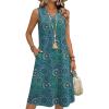 image:imageZeagoo Sundresses Dresses for Women 2026 Summer Sleeveless V Neck Casual Midi Tank Beach Vacation Dresses with PocketsMz911