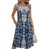 image:imageZeagoo Sundresses Dresses for Women 2026 Summer Sleeveless V Neck Casual Midi Tank Beach Vacation Dresses with PocketsMz924