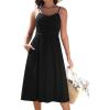 image:imageZeagoo Women 2026 Summer Adjustable Spaghetti Strap Sundress Casual Ruched Floral V Neck Midi Flowy Beach Dress with PocketsBlack
