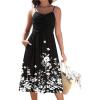 image:imageZeagoo Women 2026 Summer Adjustable Spaghetti Strap Sundress Casual Ruched Floral V Neck Midi Flowy Beach Dress with PocketsBlack Floral