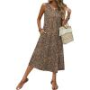 image:imageZeagoo Women Beach Summer Midi Dress 2026 Sleeveless Casual Beachy Sundress Button Down Loose Tank Dresses with PocketsLeopard Print
