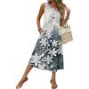 image:imageZeagoo Women Beach Summer Midi Dress 2026 Sleeveless Casual Beachy Sundress Button Down Loose Tank Dresses with PocketsMarble Flowers