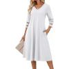 image:imageZeagoo Women Casual Dress 34 Sleeve Casual Loose Midi Dress02white