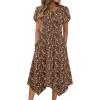 image:imageZeagoo Womens Casual Dress for Summer Short Sleeve Loose Flowy Beach Dress with Pockets Hankerchief Flare Midi Sundress 2026Coffee