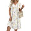 image:imageZeagoo Womens Casual Dresses with Pockets Summer Floral VNeck ALine Tshirt Dress Short Sleeve Mini Dress Beach SundressA01white Floral