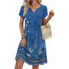 image:imageZeagoo Womens Casual Dresses with Pockets Summer Floral VNeck ALine Tshirt Dress Short Sleeve Mini Dress Beach SundressA02blue Floral