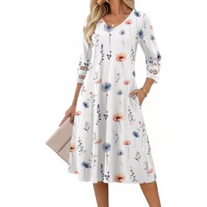 image:imageZeagoo Women Casual Dress 34 Sleeve Casual Loose Midi DressDh950