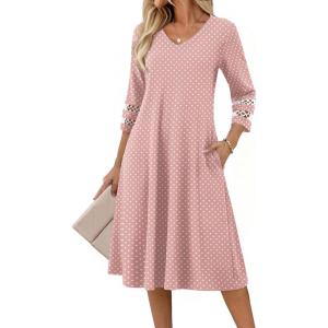 image:imageZeagoo Women Casual Dress 34 Sleeve Casual Loose Midi DressJh1