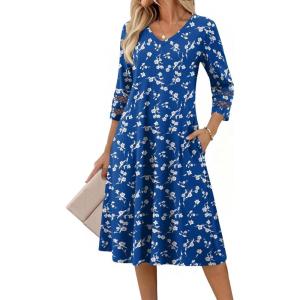 image:imageZeagoo Women Casual Dress 34 Sleeve Casual Loose Midi DressSp108