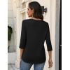 image:imageZeagoo 34 Length Sleeve Womens Tops V Neck Shirt Dressy Casual Blouse Basic Tshirts 2026 Fashion Clothing S2XLBlack