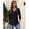 image:imageZeagoo 34 Length Sleeve Womens Tops V Neck Shirt Dressy Casual Blouse Basic Tshirts 2026 Fashion Clothing S2XLBlack