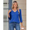 image:imageZeagoo 34 Length Sleeve Womens Tops V Neck Shirt Dressy Casual Blouse Basic Tshirts 2026 Fashion Clothing S2XLBlue