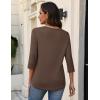 image:imageZeagoo 34 Length Sleeve Womens Tops V Neck Shirt Dressy Casual Blouse Basic Tshirts 2026 Fashion Clothing S2XLBrown