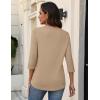 image:imageZeagoo 34 Length Sleeve Womens Tops V Neck Shirt Dressy Casual Blouse Basic Tshirts 2026 Fashion Clothing S2XLKhaki