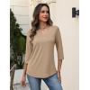 image:imageZeagoo 34 Length Sleeve Womens Tops V Neck Shirt Dressy Casual Blouse Basic Tshirts 2026 Fashion Clothing S2XLKhaki