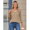 image:imageZeagoo 34 Length Sleeve Womens Tops V Neck Shirt Dressy Casual Blouse Basic Tshirts 2026 Fashion Clothing S2XLKhaki