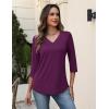 image:imageZeagoo 34 Length Sleeve Womens Tops V Neck Shirt Dressy Casual Blouse Basic Tshirts 2026 Fashion Clothing S2XLPurple