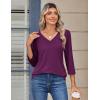 image:imageZeagoo 34 Length Sleeve Womens Tops V Neck Shirt Dressy Casual Blouse Basic Tshirts 2026 Fashion Clothing S2XLPurple