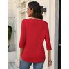 image:imageZeagoo 34 Length Sleeve Womens Tops V Neck Shirt Dressy Casual Blouse Basic Tshirts 2026 Fashion Clothing S2XLRed