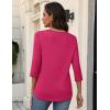 image:imageZeagoo 34 Length Sleeve Womens Tops V Neck Shirt Dressy Casual Blouse Basic Tshirts 2026 Fashion Clothing S2XLRose Red