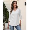 image:imageZeagoo 34 Length Sleeve Womens Tops V Neck Shirt Dressy Casual Blouse Basic Tshirts 2026 Fashion Clothing S2XLWhite