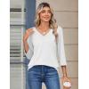 image:imageZeagoo 34 Length Sleeve Womens Tops V Neck Shirt Dressy Casual Blouse Basic Tshirts 2026 Fashion Clothing S2XLWhite