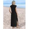 image:imageZeagoo Summer Dresses for Women 2026 Black Long Maxi Sundresses Loose Split WrinkleFree Beach Travel Vacation ClothesA01black