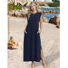 image:imageZeagoo Summer Dresses for Women 2026 Black Long Maxi Sundresses Loose Split WrinkleFree Beach Travel Vacation ClothesA02blue