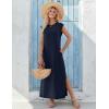 image:imageZeagoo Summer Dresses for Women 2026 Black Long Maxi Sundresses Loose Split WrinkleFree Beach Travel Vacation ClothesA02blue