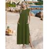 image:imageZeagoo Summer Dresses for Women 2026 Black Long Maxi Sundresses Loose Split WrinkleFree Beach Travel Vacation ClothesA03green