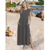 image:imageZeagoo Summer Dresses for Women 2026 Black Long Maxi Sundresses Loose Split WrinkleFree Beach Travel Vacation ClothesDark Gray