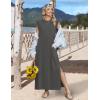 image:imageZeagoo Summer Dresses for Women 2026 Black Long Maxi Sundresses Loose Split WrinkleFree Beach Travel Vacation ClothesDark Gray