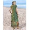 image:imageZeagoo Summer Dresses for Women 2026 Black Long Maxi Sundresses Loose Split WrinkleFree Beach Travel Vacation ClothesGreen Ethnic Pattern