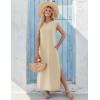 image:imageZeagoo Summer Dresses for Women 2026 Black Long Maxi Sundresses Loose Split WrinkleFree Beach Travel Vacation ClothesLight Brown