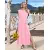 image:imageZeagoo Summer Dresses for Women 2026 Black Long Maxi Sundresses Loose Split WrinkleFree Beach Travel Vacation ClothesLight Rose