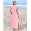 image:imageZeagoo Summer Dresses for Women 2026 Black Long Maxi Sundresses Loose Split WrinkleFree Beach Travel Vacation ClothesLight Rose