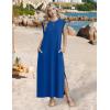 image:imageZeagoo Summer Dresses for Women 2026 Black Long Maxi Sundresses Loose Split WrinkleFree Beach Travel Vacation ClothesNavy Blue