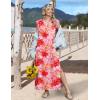 image:imageZeagoo Summer Dresses for Women 2026 Black Long Maxi Sundresses Loose Split WrinkleFree Beach Travel Vacation ClothesRed Flowers