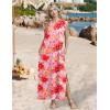 image:imageZeagoo Summer Dresses for Women 2026 Black Long Maxi Sundresses Loose Split WrinkleFree Beach Travel Vacation ClothesRed Flowers