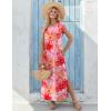image:imageZeagoo Summer Dresses for Women 2026 Black Long Maxi Sundresses Loose Split WrinkleFree Beach Travel Vacation ClothesRed Flowers