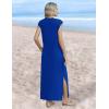 image:imageZeagoo Summer Dresses for Women 2026 Black Long Maxi Sundresses Loose Split WrinkleFree Beach Travel Vacation ClothesRoyal Blue