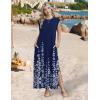 image:imageZeagoo Summer Dresses for Women 2026 Black Long Maxi Sundresses Loose Split WrinkleFree Beach Travel Vacation ClothesSf119