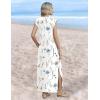 image:imageZeagoo Summer Dresses for Women 2026 Black Long Maxi Sundresses Loose Split WrinkleFree Beach Travel Vacation ClothesWhite Flowers