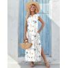 image:imageZeagoo Summer Dresses for Women 2026 Black Long Maxi Sundresses Loose Split WrinkleFree Beach Travel Vacation ClothesWhite Flowers