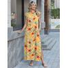 image:imageZeagoo Summer Dresses for Women 2026 Black Long Maxi Sundresses Loose Split WrinkleFree Beach Travel Vacation ClothesYellow Palm Leaf