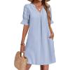 image:imageZeagoo Summer Dresses for Women 2026 V Neck Ruffle Sleeve Casual Shift Dress Hawaiian Sundress Beach Vacation ClothesA01blue and White Stripes
